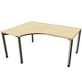 Artikelbild 1 für fm Sidney höhenverstellbarer Schreibtisch königsahorn Bogenform, 4-Fuß-Gestell Rundrohr silber 160,0 x 80,0 cm, Artikelnummer 136281