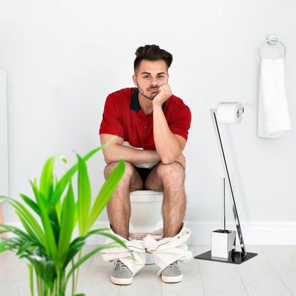 Artikelbild 3 für relaxdays WC-Garnitur GLASS silber, schwarz Metall, 1 St., Artikelnummer 361083