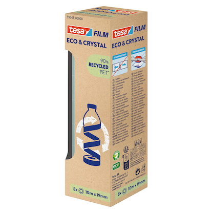 Artikelbild 2 für tesa ECO & CRYSTAL Klebefilm transparent 19,0 mm x 10,0 m 8 Rollen, Artikelnummer 176844