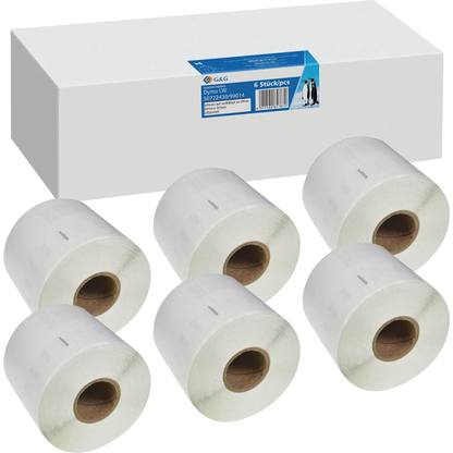 Artikelbild für G&G Etikettenrollen für Etikettendrucker ersetzt DYMO S0722430/99014 weiß, 54,0 x 101,0 mm, 6 x 220 Etiketten, Artikelnummer 204386