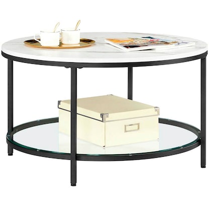 Artikelbild für VASAGLE Beistelltisch rund Spanplatte marmor, weiß 80,0 x 80,0 x 46,0 cm, 1 St., Artikelnummer 260788