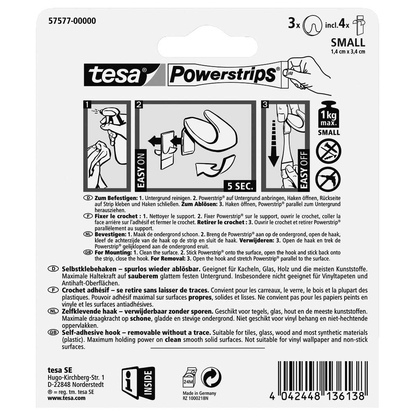 Artikelbild 3 für tesa Rund Small Klebehaken für max. 1,0 kg, 1,4 x 3,4 cm, 3 St., Artikelnummer 738668