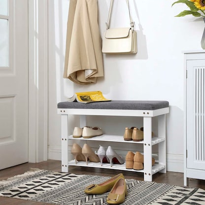 Artikelbild 4 für SONGMICS Schuhbank LBS604W01 weiß, grau Holz 71,0 cm, Artikelnummer 759256