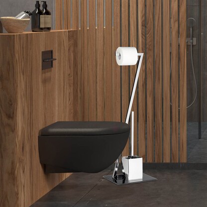 Artikelbild 5 für relaxdays WC-Garnitur GLASS silber, schwarz Metall, 1 St., Artikelnummer 361083