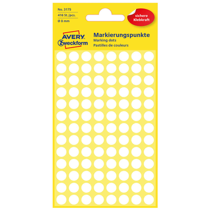 Artikelbild für AVERY Zweckform Klebepunkte 3175 weiß Ø 8,0 mm, 416 St., Artikelnummer 712026