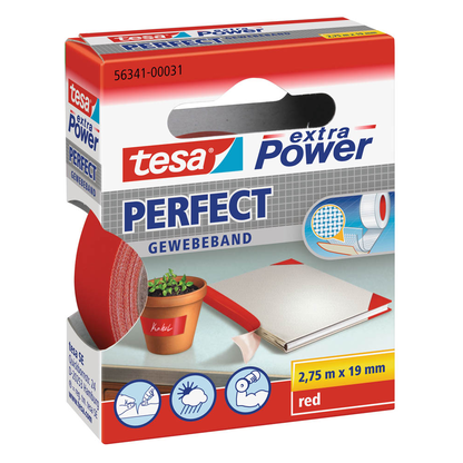 Artikelbild 2 für tesa extra Power® Perfect Gewebeband rot 19,0 mm x 2,75 m 1 Rolle, Artikelnummer 110908