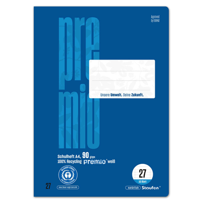 Artikelbild 2 für Staufen® Schulheft Premio Lineatur 27 liniert DIN A4 Innen- und Außenrand, 16 Blatt, 1 St., Artikelnummer 974826