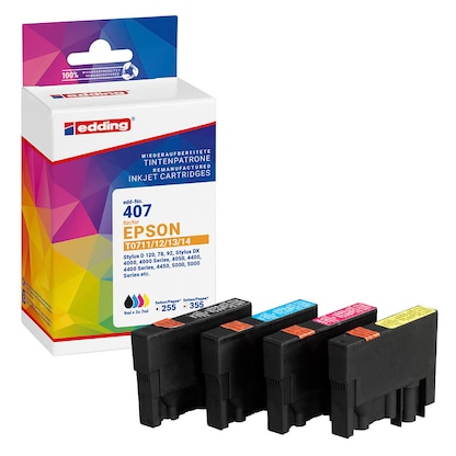 Artikelbild für edding EDD-407 schwarz, cyan, magenta, gelb Druckerpatronen kompatibel zu EPSON T0715, 4er-Set, Artikelnummer 128231