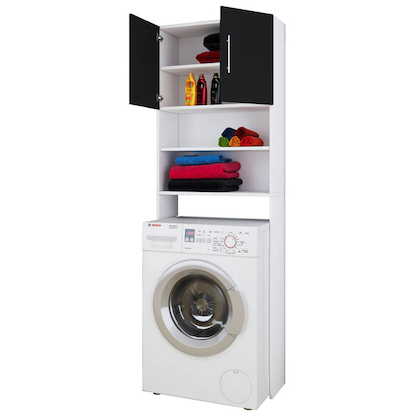 Artikelbild für VCM my bath Waschmaschinenschrank Jutas, 912210 weiß, schwarz 2 Fachböden 64,0 x 25,0 x 190,0 cm, Artikelnummer 387144