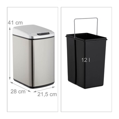 Artikelbild 9 für relaxdays Sensor Mülleimer 12,0 l silber, 1 St., Artikelnummer 521957