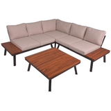 Artikelbild 1 für Garden Pleasure Loungegruppe THERESA beige, schwarz Holz, Metall, 15-teilig, Artikelnummer 897623