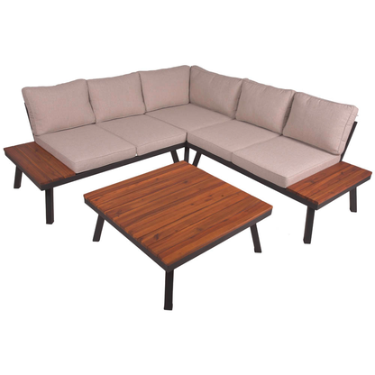 Artikelbild für Garden Pleasure Loungegruppe THERESA beige, schwarz Holz, Metall, 15-teilig, Artikelnummer 897623
