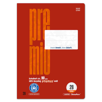 Artikelbild 2 für Staufen® Schulheft Premio Lineatur 28 kariert DIN A4 Innen- und Außenrand, 16 Blatt, 1 St., Artikelnummer 974838