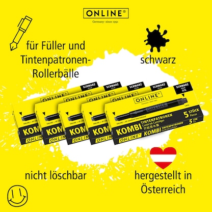 Artikelbild 5 für ONLINE® Tintenpatronen für Füller Kombi schwarz, 25 St., Artikelnummer 617359