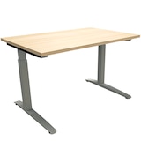 Artikelbild 1 für fm Sidney höhenverstellbarer Schreibtisch königsahorn rechteckig, C-Fuß-Gestell Quadratrohr silber 120,0 x 80,0 cm, Artikelnummer 270201