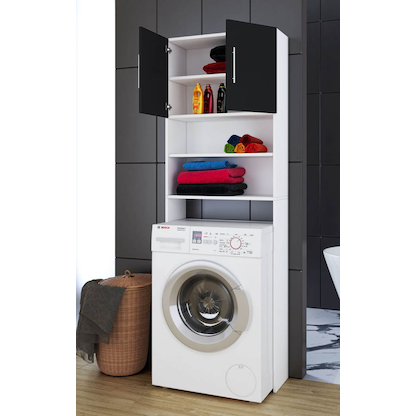 Artikelbild 4 für VCM my bath Waschmaschinenschrank Jutas, 912210 weiß, schwarz 2 Fachböden 64,0 x 25,0 x 190,0 cm, Artikelnummer 387144