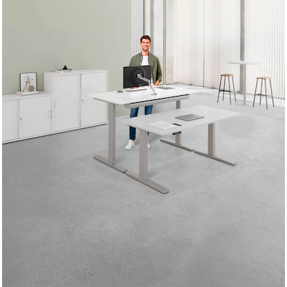 Artikelbild 8 für HAMMERBACHER XMKA16 elektrisch höhenverstellbarer Schreibtisch lichtgrau rechteckig, C-Fuß-Gestell silber 160,0 x 80,0 cm, Artikelnummer 837892