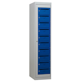 Artikelbild 1 für Gürkan Schließfachschrank lichtgrau, blau 111315, 10 Schließfächer 40,0 x 50,0 x 180,0 cm, Artikelnummer 564688