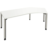 Artikelbild 1 für fm fastline Schreibtisch weiß Bogenform, 4-Fuß-Gestell silber 220,0 x 80,0 cm, Artikelnummer 269819