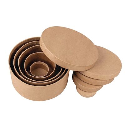 Artikelbild 4 für Rayher rund Geschenkboxen-Set braun, 5 St., Artikelnummer 779233