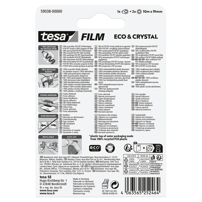Artikelbild 6 für tesa ECO & CRYSTAL Klebefilm transparent 19,0 mm x 10,0 m 1 Set, Artikelnummer 176869