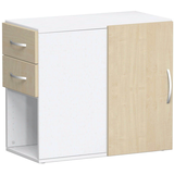 Artikelbild 1 für geramöbel Flex Standcontainer weiß, ahorn 2 Auszüge Stahl-Bügelgriff silber 80,0 x 42,0 x 72,0 cm, Artikelnummer 876627