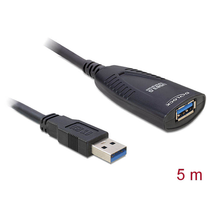 Artikelbild für DeLOCK USB 3.0 A Kabel Verlängerung 5,0 m schwarz, 1 St., Artikelnummer 894743