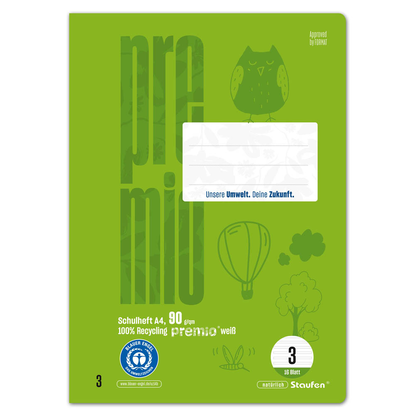 Artikelbild 2 für Staufen® Schulheft Premio Lineatur 3 liniert DIN A4 ohne Rand, 16 Blatt, 1 St., Artikelnummer 974547