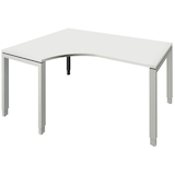 Artikelbild 1 für fm Sidney höhenverstellbarer Schreibtisch weiß Bogenform, 4-Fuß-Gestell Quadratrohr silber 160,0 x 80,0 cm, Artikelnummer 136447