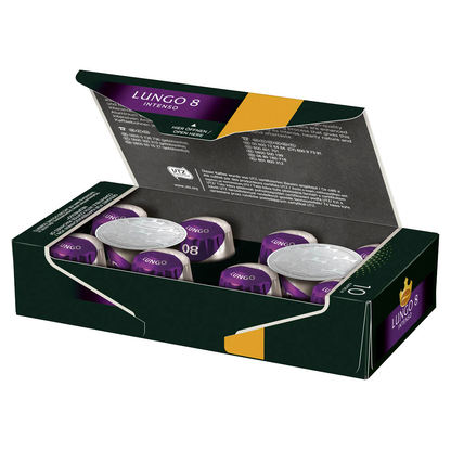Artikelbild 5 für JACOBS LUNGO INTENSO Kaffeekapseln, Arabica- und Robustabohnen kräftig, 10 Stück, Artikelnummer 340947