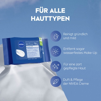 Artikelbild 2 für NIVEA Feuchttücher 3IN1 Creme Pflege weiß, 25 Tücher, Artikelnummer 579278