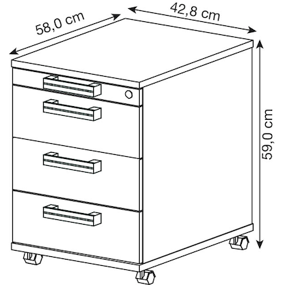 Artikelbild 2 für HAMMERBACHER Akandia Rollcontainer lichtgrau 4 Auszüge 42,8 x 58,0 x 59,0 cm, Artikelnummer 671735