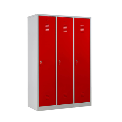 Artikelbild für Gürkan Spind lichtgrau, feuerrot 105418, 3 Schließfächer 118,5 x 50,0 x 180,0 cm, Artikelnummer 560615