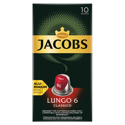 Artikelbild 2 für JACOBS LUNGO CLASSICO Kaffeekapseln, Arabica- und Robustabohnen mild, 10 Stück, Artikelnummer 340957
