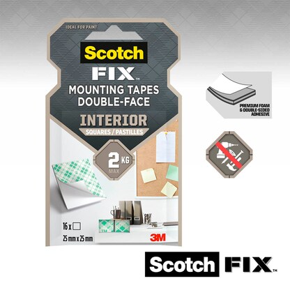 Artikelbild 4 für Scotch FIX™ INTERIOR doppelseitige Klebepads für max. 2,0 kg, 25,0 x 25,0 mm, 16 St., Artikelnummer 571154