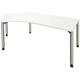 Artikelbild 1 für fm fastline Schreibtisch weiß Bogenform, 4-Fuß-Gestell silber 220,0 x 80,0 cm, Artikelnummer 269773