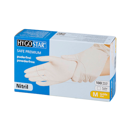 Artikelbild 2 für HYGOSTAR unisex Einmalhandschuhe SAFE PREMIUM weiß Größe M, 100 St., Artikelnummer 597922