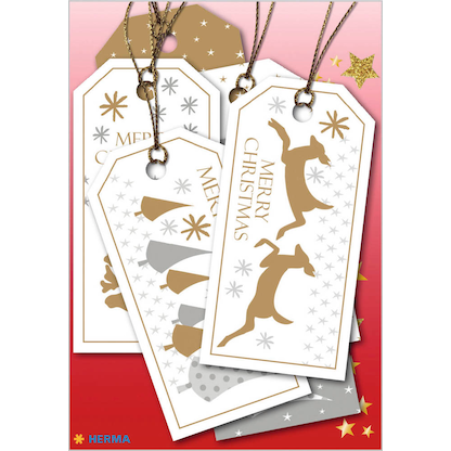 Artikelbild für HERMA Geschenkanhänger weiß/silber/gold Merry Christmas, 6 St., Artikelnummer 755682