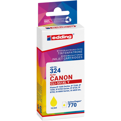 Artikelbild 2 für edding EDD-324 gelb Druckerpatrone kompatibel zu Canon CLI-551 XL, Artikelnummer 426813