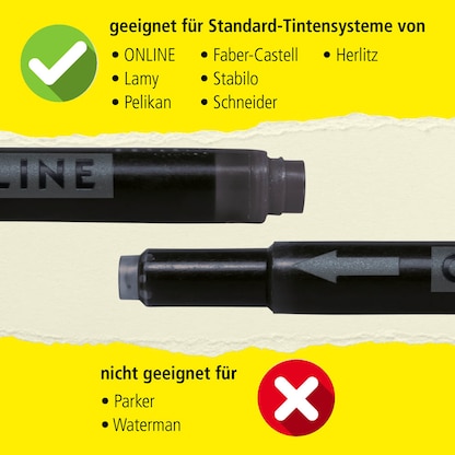 Artikelbild 6 für ONLINE® Tintenpatronen für Füller Kombi schwarz, 25 St., Artikelnummer 617359