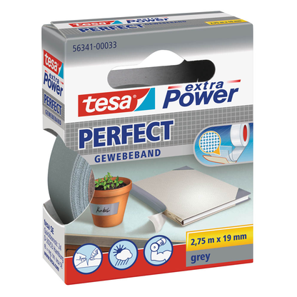 Artikelbild 2 für tesa extra Power® Perfect Gewebeband grau 19,0 mm x 2,75 m 1 Rolle, Artikelnummer 110932