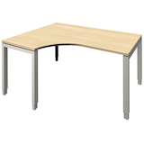 Artikelbild 1 für fm Sidney höhenverstellbarer Schreibtisch königsahorn Bogenform, 4-Fuß-Gestell Quadratrohr silber 160,0 x 80,0 cm, Artikelnummer 136434