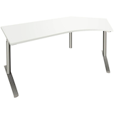 Artikelbild 1 für fm fastline Schreibtisch weiß Bogenform, C-Fuß-Gestell silber 220,0 x 80,0 cm, Artikelnummer 269917