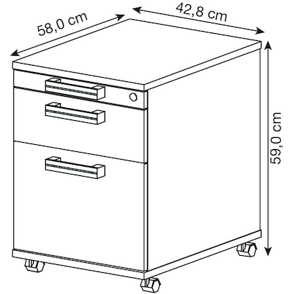 Artikelbild 2 für HAMMERBACHER Akandia Rollcontainer nussbaum 3 Auszüge 42,8 x 58,0 x 59,0 cm, Artikelnummer 625828