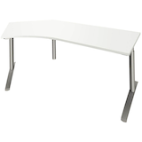 Artikelbild 1 für fm fastline Schreibtisch weiß Bogenform, C-Fuß-Gestell silber 220,0 x 80,0 cm, Artikelnummer 269831