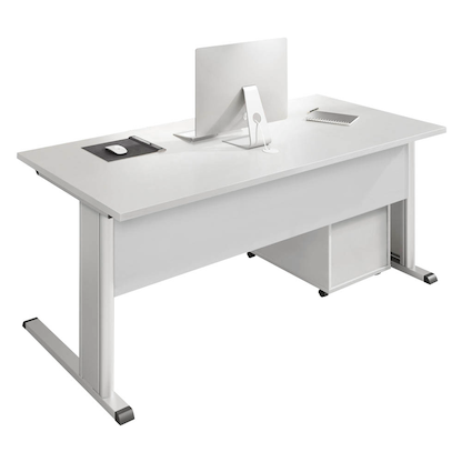 Artikelbild 5 für HAMMERBACHER Inader Schreibtisch lichtgrau rechteckig, C-Fuß-Gestell silber 120,0 x 80,0 cm, Artikelnummer 842000