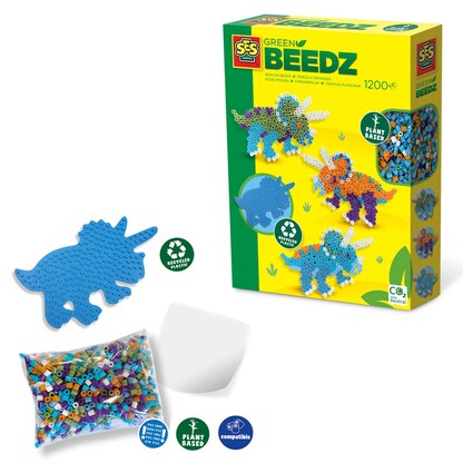Artikelbild für SES Creative® Bügelperlen Set GREEN BEEDZ Triceratops mehrfarbig, Artikelnummer 110639