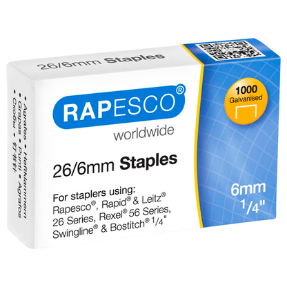 Artikelbild für RAPESCO® Heftklammern 26/6, 1.000 St., Artikelnummer 710604