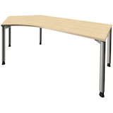 Artikelbild 1 für fm fastline Schreibtisch königsahorn Bogenform, 4-Fuß-Gestell silber 220,0 x 80,0 cm, Artikelnummer 269557