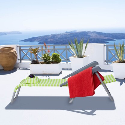 Artikelbild 5 für relaxdays Liegestuhl mit Armlehnen grün, 1 St., Artikelnummer 768327